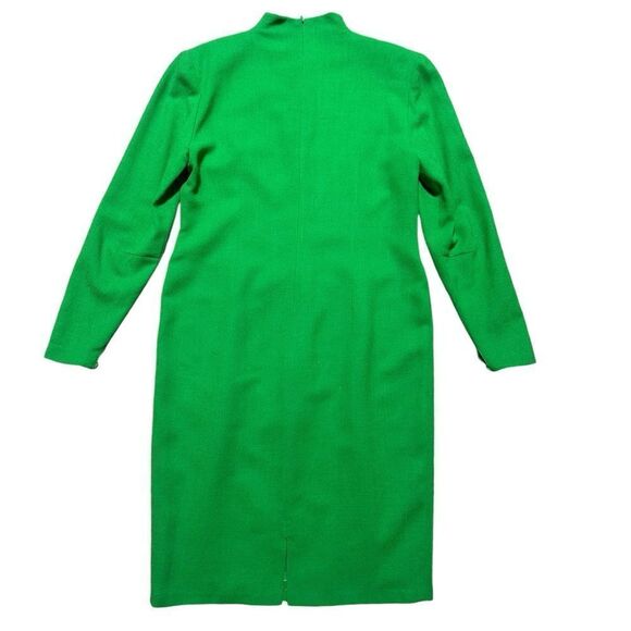 Guy Laroche RARE Vintage 1980’s Couture Green Wool Crepe Tulip Cocktail Dress - Picture 2 of 13